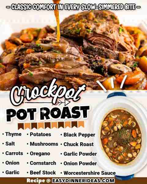 Fall-apart-tender with lots of rich gravy, this Crockpot Pot Roast is an easy set-it-and-forget-it d...