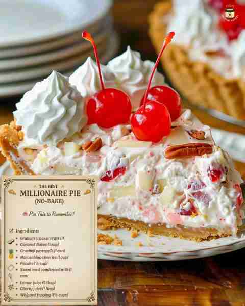No oven, no fuss… just creamy, dreamy pie heaven! 🍒 This Millionaire Pie is loaded with pineapple,...