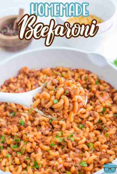Skip the boxed stuff and easily make this homemade Beefaroni! It is a simple, warming, bowl of macar...