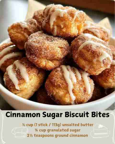 Cinnamon Sugar Biscuit Bites Ingredients 1 (16.3 oz) can refrigerated buttermilk biscuits (8-count o...
