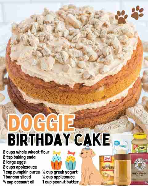 DOG BIRTHDAY CAKE!This Doggie Birthday Cake is pup-approved treat is filled with healthy, wholesome...