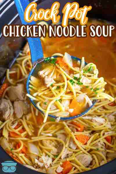 Slow Cooker Chicken Noodle Soup is your traditional belly-filling, warm-you-up-from-the-inside-out s...
