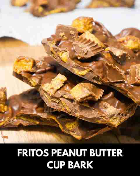 Fritos Peanut Butter Cup Bark is a delicious sweet and salty dessert made with milk chocolate and lo...