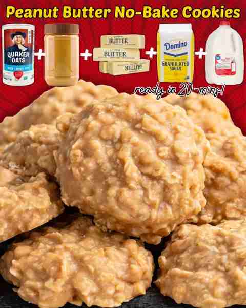 PEANUT BUTTER NO-BAKE COOKIES! 🥜 1 stick butter 🥜 2 cups sugar 🥜 ½ cup milk 🥜 1 cup peanut butte...