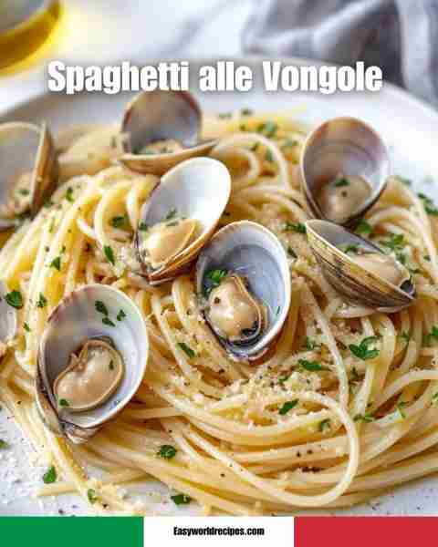 Spaghetti alle Vongole 🍝🐚 Pasta with clams, garlic, olive oil & white wine – fresh & briny! 🌊 👉...