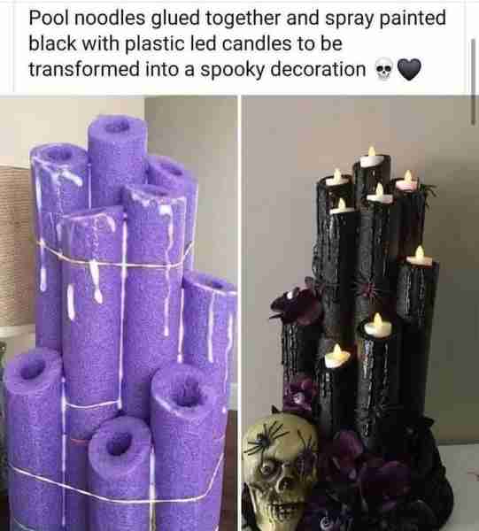 This is so cool! https://totallythebomb.com/pool-noodle-halloween-candles