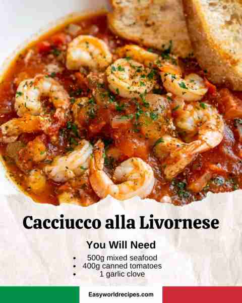 🍲🦐🇮🇹 Cacciucco alla Livornese (Tuscan Fish Stew) Ingredients: 1.1 lb (500 g) mixed seafood 14 oz (...