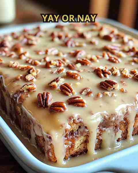 Butter Pecan Praline Poke Cake Ingredients: For the Cake: 1 (15 oz) box butter pecan cake mix 1 (16...