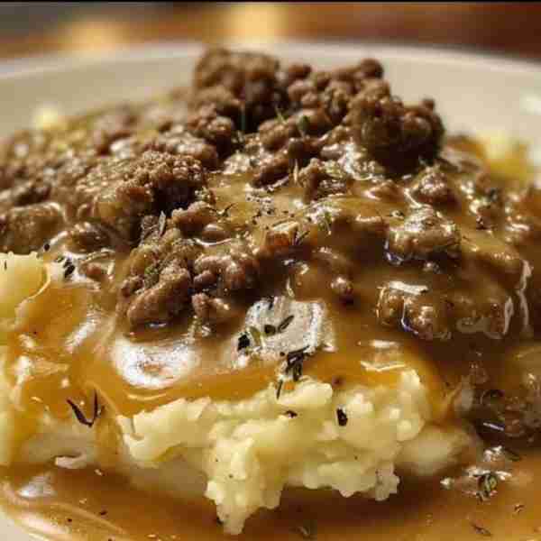 Ground Beef and Gravy Over Mashed Potatoes Ingredients: • For the ground beef and gravy: • 1 pound g...