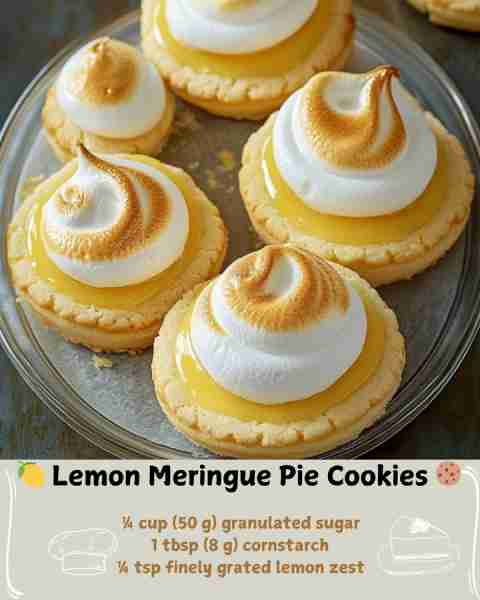 🍋 Lemon Meringue Pie Cookies 🍪 Ingredients For the Shortbread Cookies: 1 cup (125 g) all-purpose f...