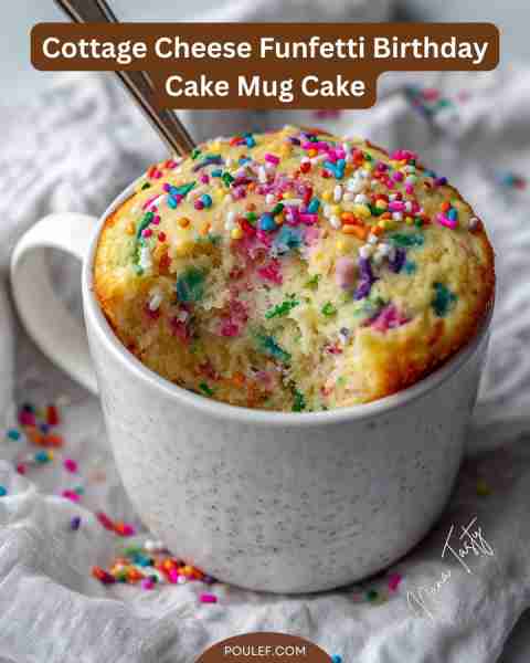 Cottage Cheese Funfetti Birthday Cake Mug Cake 🎂✨ – High-Protein & 5 Minutes Fluffy, sweet, and pa...