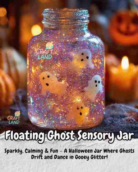 Floating Ghost Sensory Jar Supplies: - Clear jar or plastic bottle with tight-fitting lid - 1/2 cup...