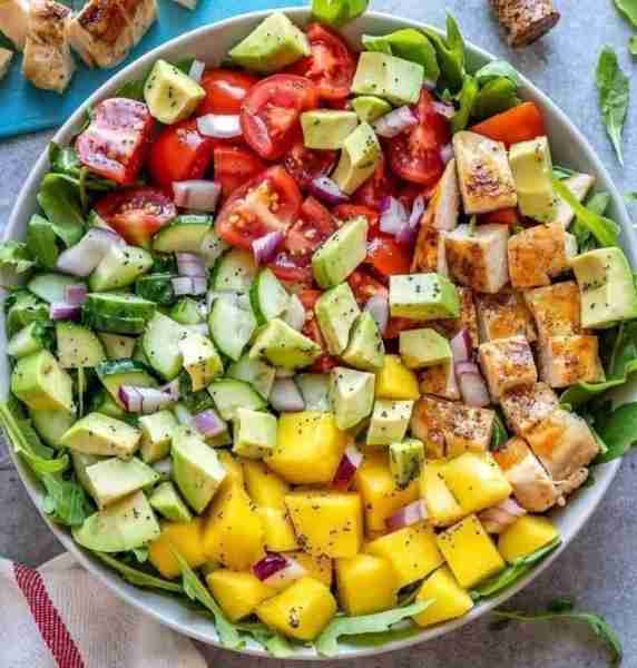 Healthy Chicken Mango Salad Easy and healthy chicken salad recipe loaded with tender and juicy chick...