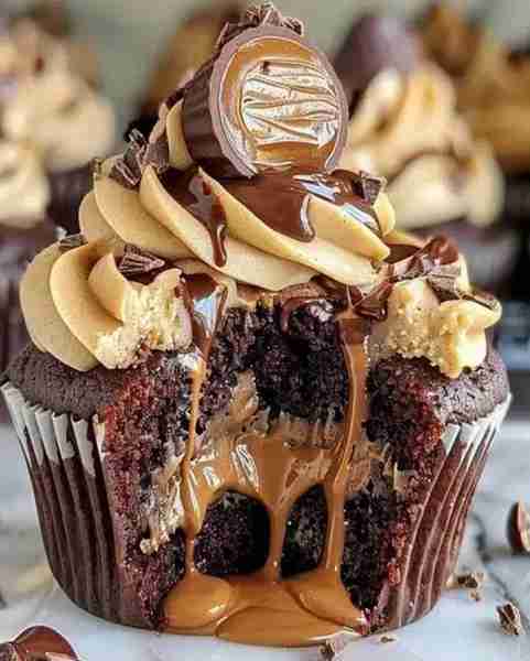 Peanut Butter Cup Lava Cupcakes Ingredients 1 cup all-purpose flour 1/2 cup unsweetened cocoa powder...