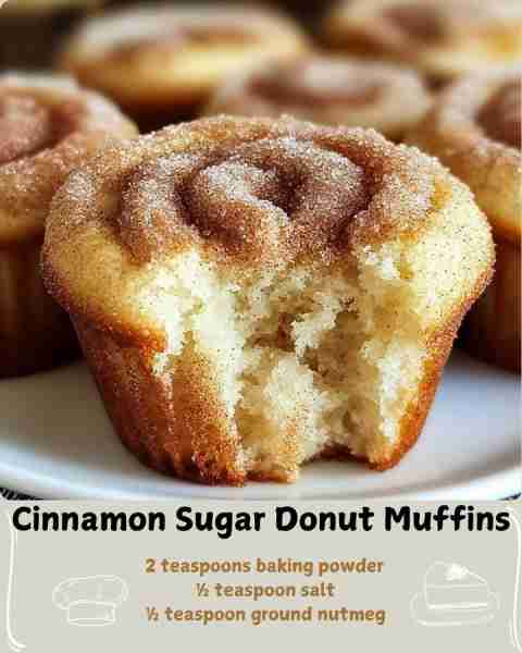 🍩 Cinnamon Sugar Donut Muffins 🧁 Ingredients For the Muffins: 1 ½ cups all-purpose flour 2 teaspoo...