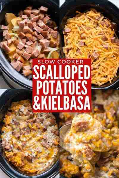 Slow Cooker Scalloped Potatoes and Kielbasa Ingredients ▢3 pounds potatoes sliced thin (peeling is o...