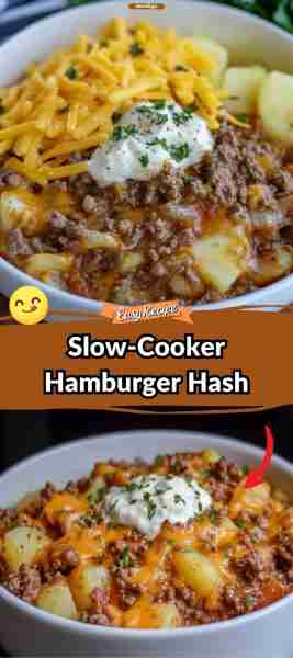 Slow Cooker Hamburger Hash Ingredients: ⦁ 1 lb ground beef ⦁ 1 cup diced white onion ⦁ 1.5 lbs russe...