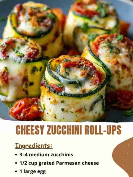 Cheesy Zucchini Roll-Ups Ingredients 3–4 medium zucchinis ½ cup grated Parmesan cheese 1 large egg ....