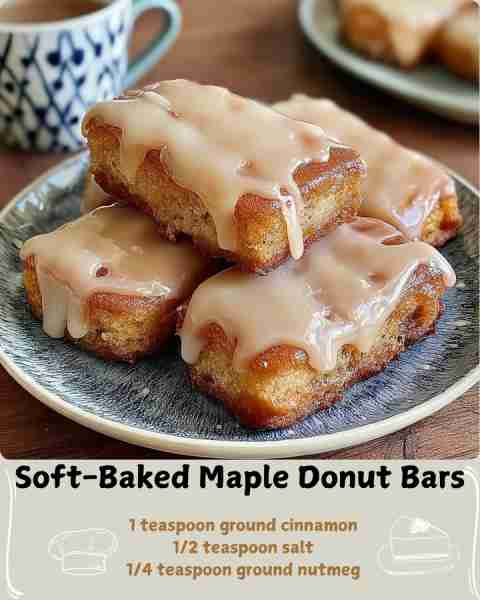 🍁 Soft-Baked Maple Donut Bars 🍩 Ingredients 2 cups (250g) all-purpose flour 1/2 cup (100g) granula...