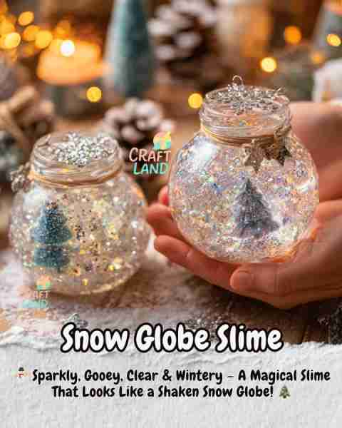 Snow Globe Slime Ingredients: - 1 cup clear school glue - 1/2 cup warm water - 1 tsp baking soda - 2...
