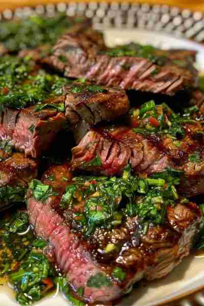 Juicy Skirt Steak with Chimichurri in 30 Minutes Ingredients 1.5 lbs skirt steak 1/4 cup olive oil 2...