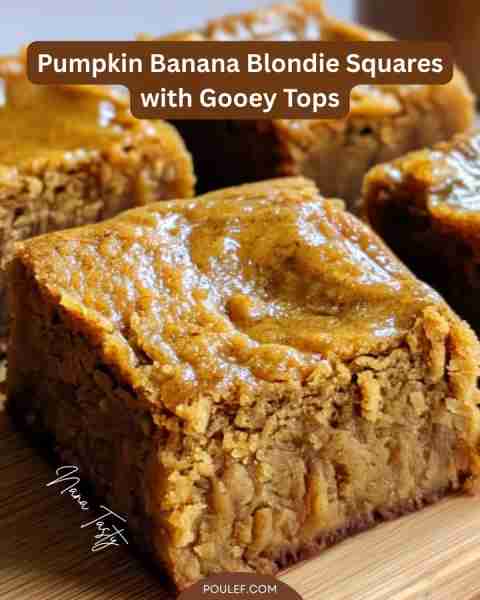 Pumpkin Banana Blondie Squares with Gooey Tops Ingredients: 2 bananas (mashed) 1/2 cup pumpkin puree...