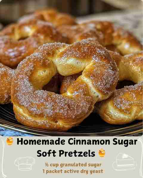 🍯 Homemade Cinnamon Sugar Soft Pretzels 🍯 Ingredients For the Pretzel Dough: 1 ½ cups warm water (...