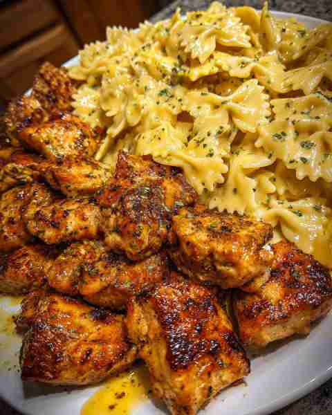 Creamy Garlic Parmesan Chicken Bowtie Pasta Alfredo Ingredients: 1 pound boneless, skinless chicken...