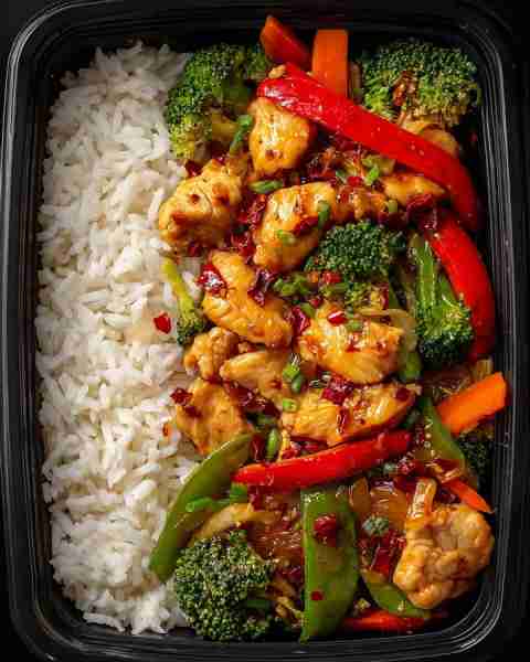 Spicy Garlic Chicken Stir-Fry with Veggies & Rice 🍚🔥 This bold, better-than-takeout stir-fry bring...