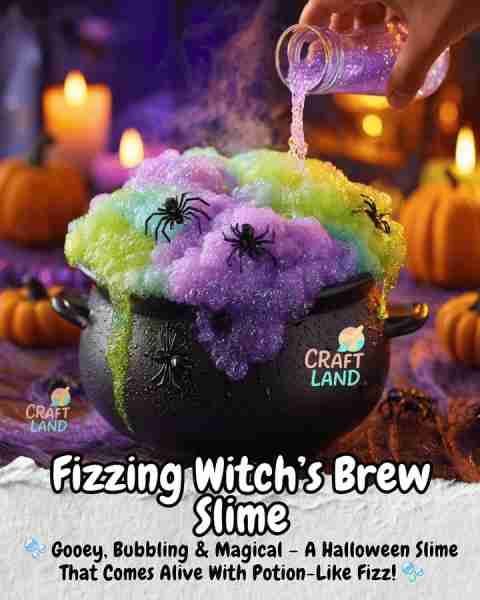 Fizzing Witch’s Brew Slime Ingredients: - 1 cup clear or white school glue - 1/2 cup warm water - 1...