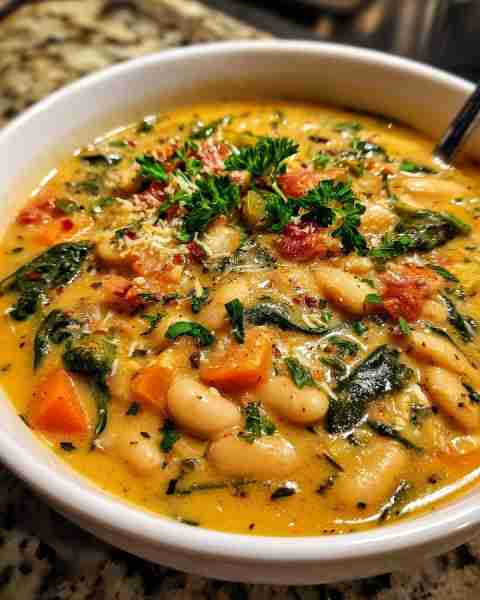 Creamy Tuscan White Bean Soup Ingredients: 2 tablespoons olive oil 1 small onion, finely chopped 2 c...