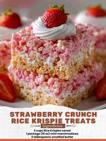 Strawberry Crunch Rice Krispie Treats Ingredients: 6 cups Rice Krispies cereal 1 package (10 oz) min...