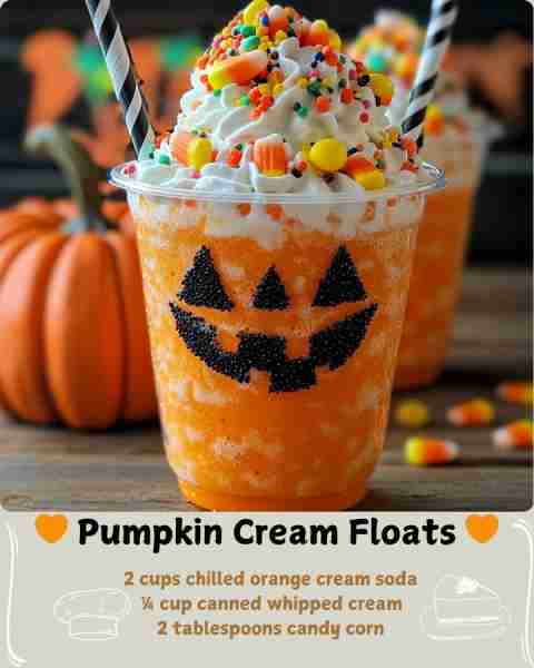 🧡 Pumpkin Cream Floats 🧡 Ingredients 4 large scoops vanilla ice cream, slightly softened 2 cups ch...