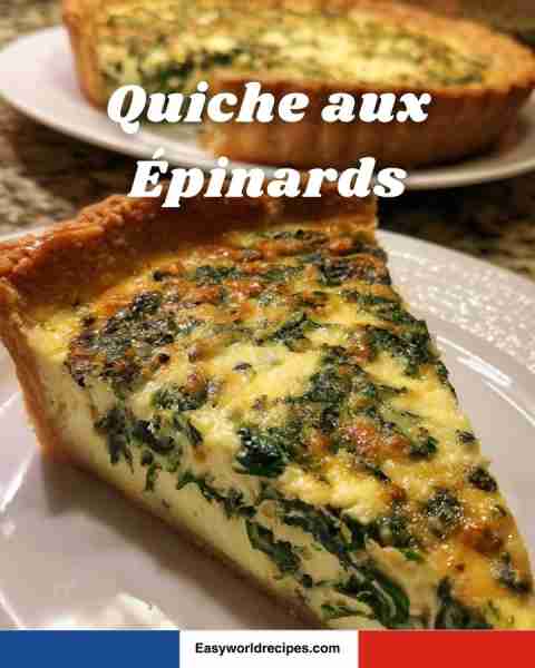 🥧🇫🇷 Quiche aux Épinards A classic spinach quiche with eggs, cream, and cheese in a buttery crust. L...