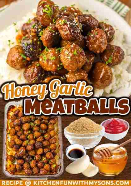 Full Recipe 👇 HONEY GARLIC MEATBALLS 🍯🧄 Baked or Crock-Pot for Dinner or an Appetizer - Everyone...