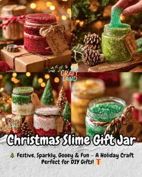 Christmas Slime Gift Jar Ingredients (for 3 colors): - 3 cups clear or white school glue (1 cup per...