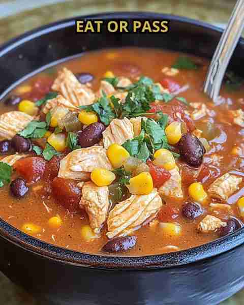 Chicken Taco Soup Ingredients: 🐔 2 cups cooked, shredded chicken 🧅 1 small onion, chopped 🌽 1 cup...