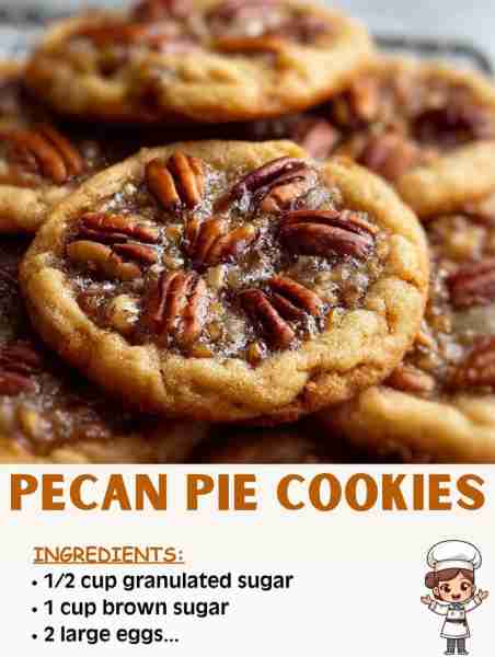 🍪🥧✨ Pecan Pie Cookies – Sweet, Buttery & Perfectly Nutty! Ingredients: 1 cup unsalted butter, sof...