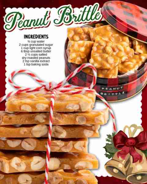 Homemade Peanut Brittle = the sweetest Christmas gift! 🎁✨🥜 Ingredients ¾ cup water 2 cups granula...
