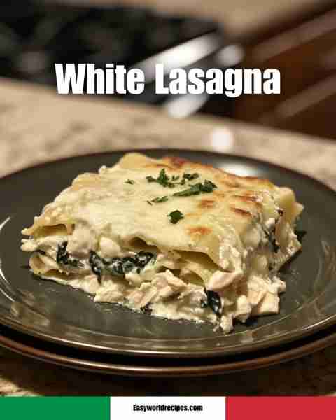 White Lasagna 🍝🌿 Layers of chicken, spinach, ricotta & béchamel – creamy & light! ✨ 👉 Step-by-st...