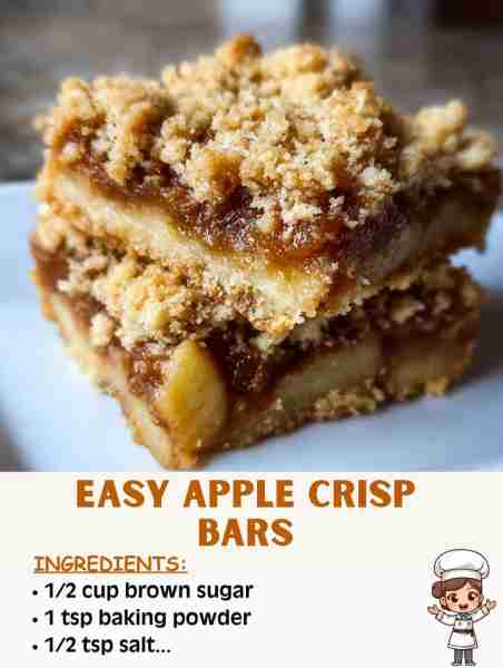 🍎✨🍪 Easy Apple Crisp Bars – Sweet, Fruity & Comfort in Every Bite! Ingredients: 2 cups all-purpos...
