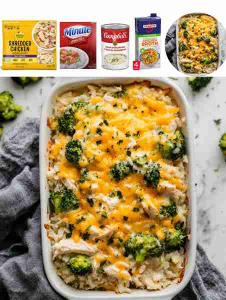 Chicken and Broccoli Rice Casserole Ingredients: - 2 cups cooked chicken, shredded - 1 cup broccoli...