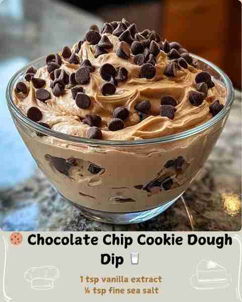 🍪 Chocolate Chip Cookie Dough Dip 🥛 Ingredients ½ cup (115 g) unsalted butter, softened to room te...