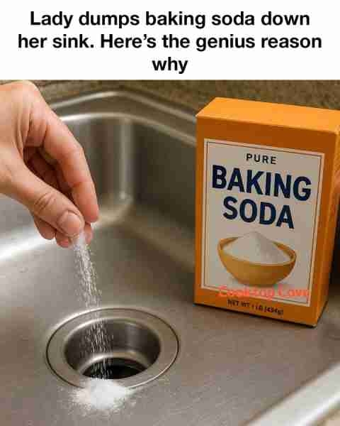 Lady dumps baking soda down her sink. Here’s the genius reason why. Full article 👇 💬