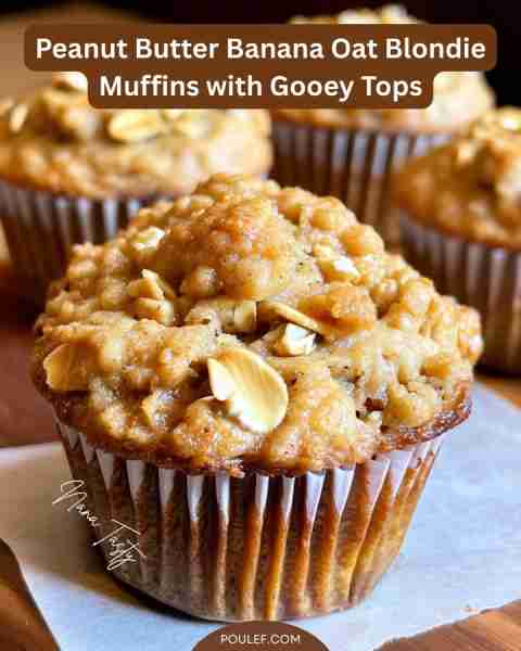 Healthy Greek Yogurt Peanut Butter Banana Oat Blondie Muffins with Gooey Tops Ingredients: 2 bananas...