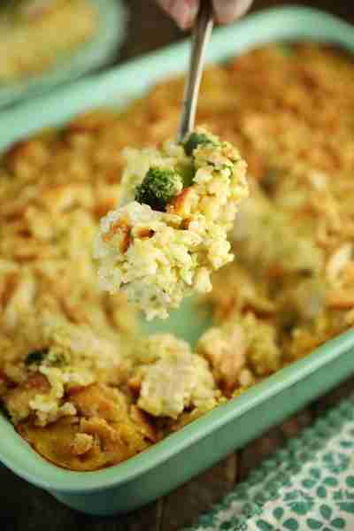 This recipe for Broccoli Cheese Chicken Casserole is a hearty, filling dish that only takes a few mi...