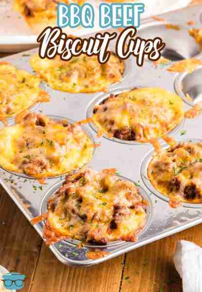 BBQ Beef Biscuit Cups only have 5 ingredients: biscuits, ground beef, bbq sauce, cheese and seasonin...