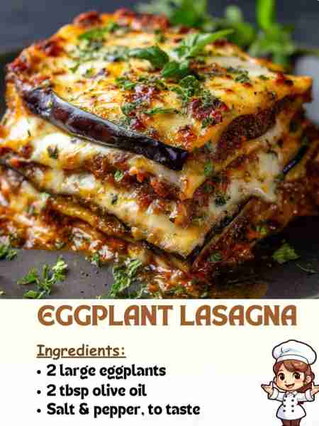 Eggplant Lasagna Ingredients 2 large eggplants 2 tbsp olive oil Salt & pepper, to taste ...... Full...