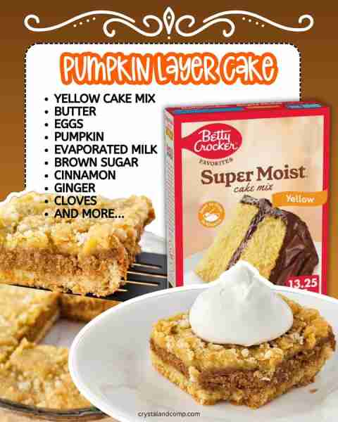 🧡 LAYERED PUMPKIN CAKE This starts with a cake mix and then becomes amazing!! RECIPE IN THE COMMENTS