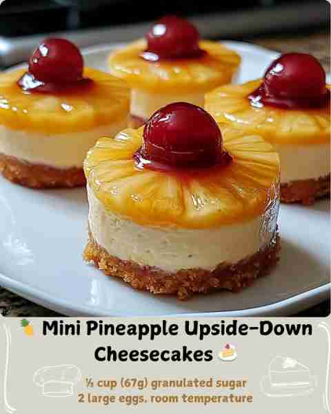 🍍 Mini Pineapple Upside-Down Cheesecakes 🍰 Ingredients For the Pineapple Topping: 12 canned pineap...